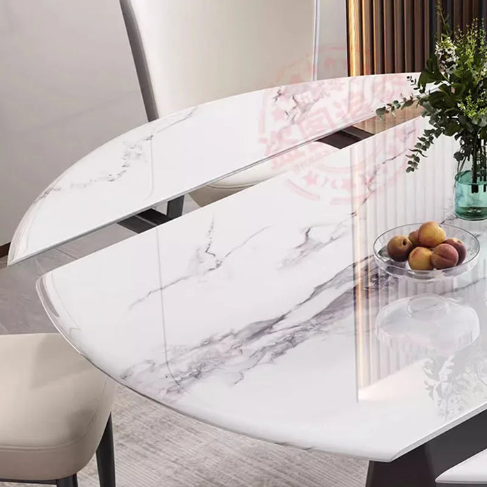 Light Luxury Retractable Microcrystalline Dining Table Rotating Folding Modern Minimalist Marble Variable Round Table YX50DT