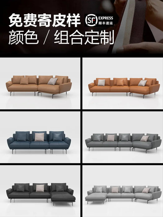 Italian luxury minimalist leather sofa living room creative Nordic Italian abnormity