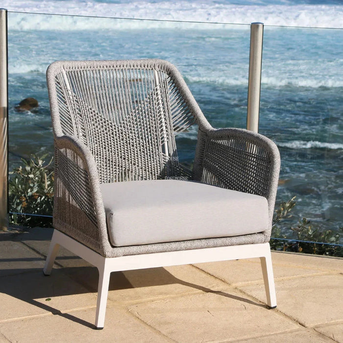 Creative Metal Rattan Outdoor Chairs Nordic Waterproof Hotel Courtyard Beach Chair Home High Back Sofa Chair Outdoor Furniture