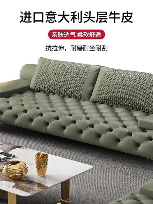 Italienische licht luxus minimalistischen matt leder sofa gerade reihe pull schnalle villa wohnzimmer designer angepasst leder s