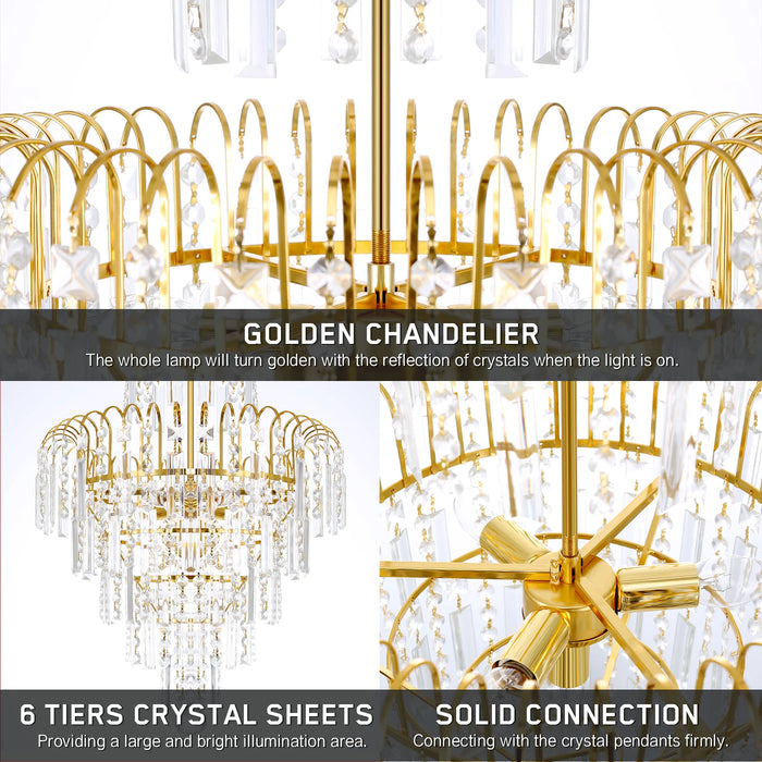 TRY-YEAN Modern Crystal Glass Chandelier Lighting Decora 220V Chandeliers Hanging Lights Fixture Wedding Decoration Pendant Lamp