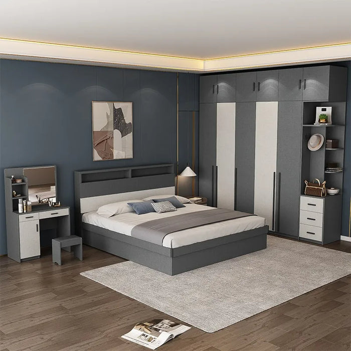 All solid wood wardrobe modern simple small family bedroom household storage wardrobe light luxury cloakroom combination cabinet