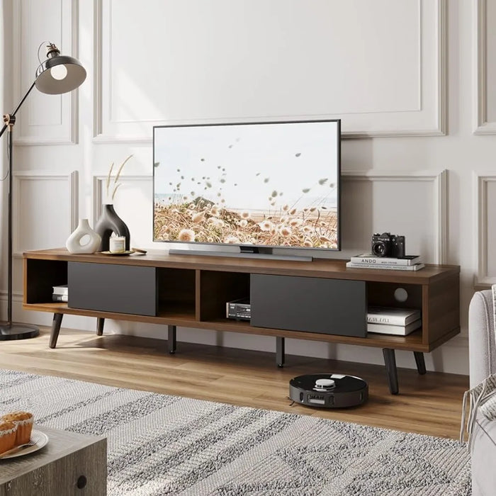 TV Stand for 75 Inch TV, Living Room Entertainment Center, Low Profile TV Stand TV Cabinet with Storage Space