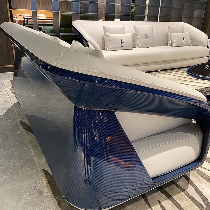 TuyaItalian High Quality Light Luxury Bugatti Bugatti Carbon Fiber Sofa President Manager Leather Sofa High-end Customization