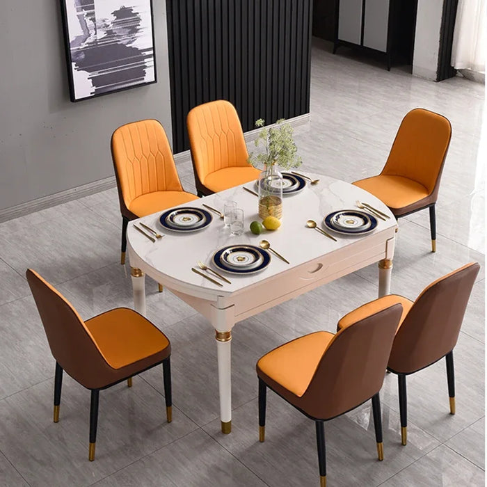 Restaurant White Dining Table European Unique Kitchen Hotel Folding Solid Wood Round Table Muebles Hogar Living Room Furniture