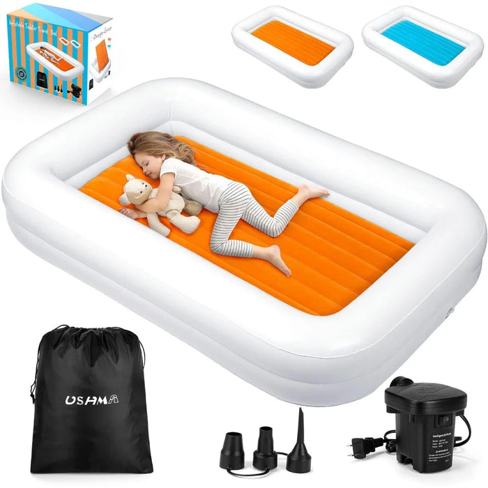 Toddler Air Bed Mattress | Inflatable Toddler Bed Toddler Travel Bed [4-Side] | Both Side Usable Folding Beds