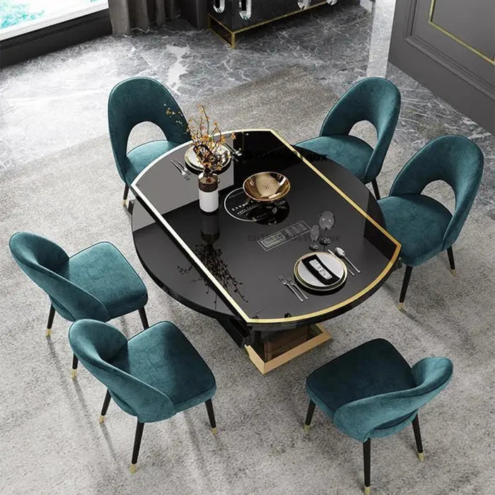 Light Luxury Unfolded Dinner Table Induction Large Storage Space Kitchen Table Chairs Set Luxury Mesa Redonda Home Furniture GM