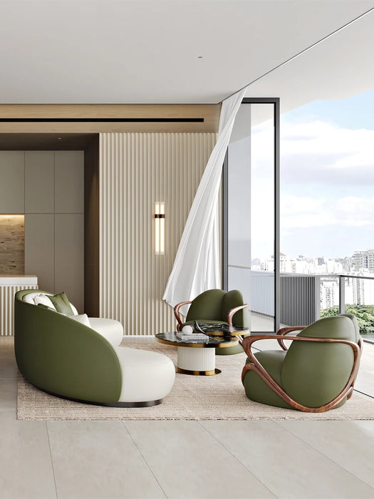 Italian Light Luxury Small and Medium Sized Apartment Simplicity Modern Living Room Curved Sofa