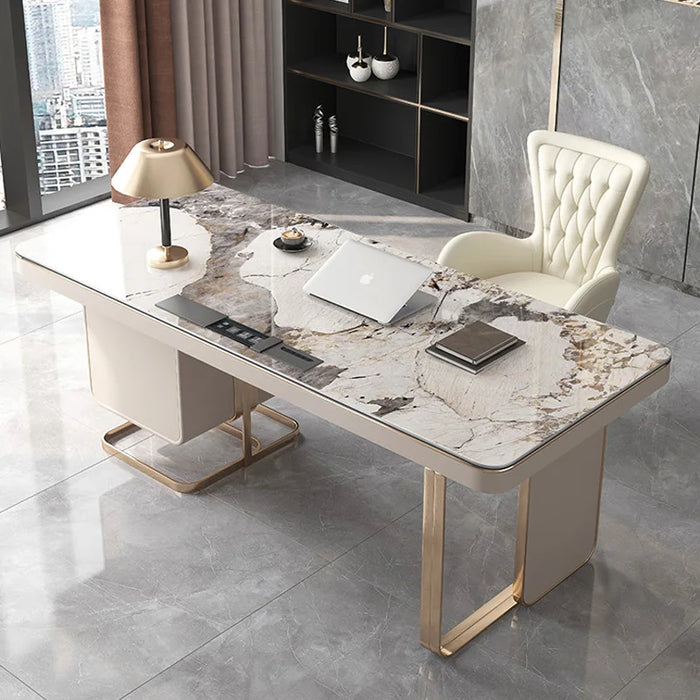 Space Savers Rock Slab Desk And Chair Combination Computer Desk Luxury Minimalist Modern Writing Desk Office Desk Furniture HY