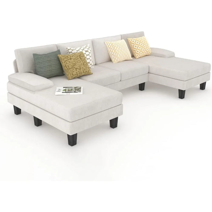 Convertible Sectional Sofa Couch Loveseat Modern Chenille Fabric U-Shaped Hall Sofas Living Luxury Modular Room Furniture Home