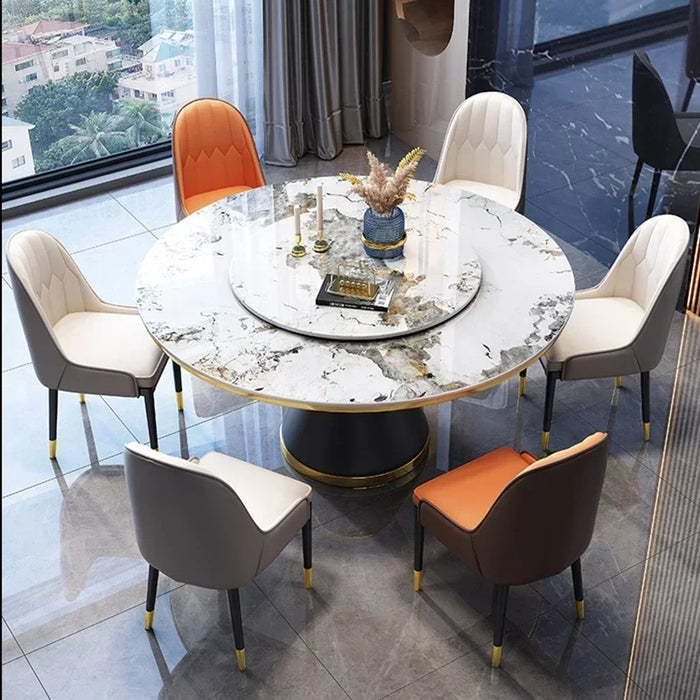 Center Round Dining Tables Mobile Dressing Console Stone Luxury Dining Table Set 4 Chairs Turntable Tavoli Da Pranzo Furniture