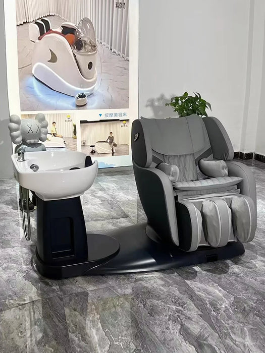 Smart high-end massage flush bed Multi-functional rotating shampoo bed Beauty shop hair salon electric hair chair