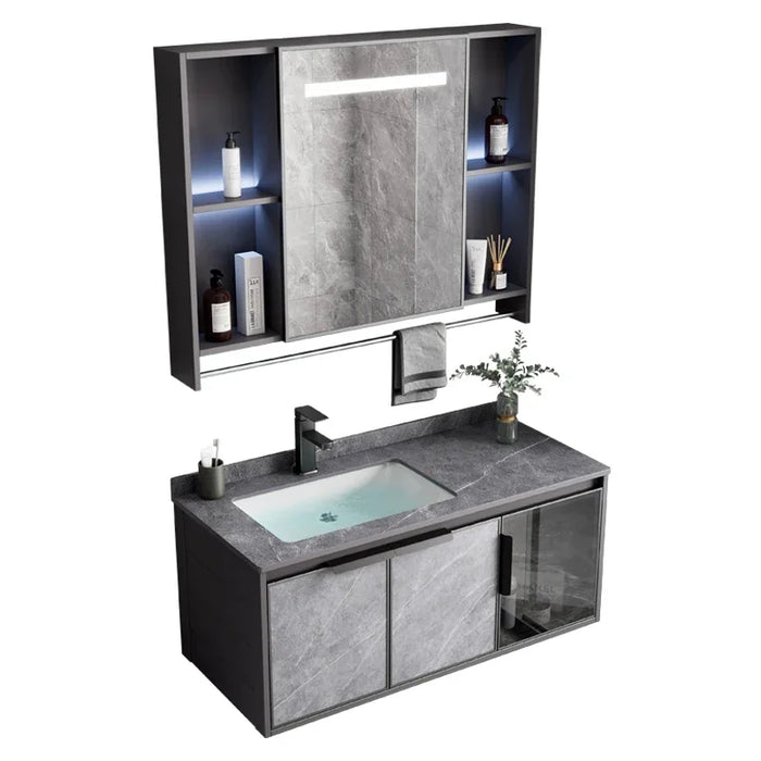 Customizable Aluminum Gold Bathroom Cabinet Set Bathroom Washbasin Ceramic One-piece Sink Decoration Furniture