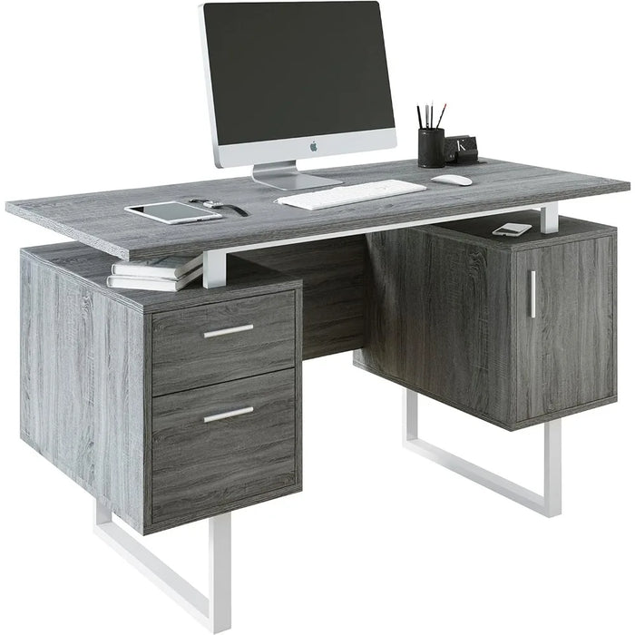 Modern Office Desk With Storage Gray Freight Free Reading Computer Furniture
