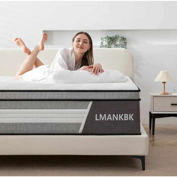 King Mattress,12 Inch Innerspring Hybrid Mattress in a Box with Gel Memory Foam,Individually Wrapped Encased Coil Pocket Spring