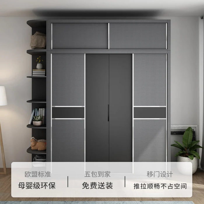 Nordic sliding door wardrobe modern simple and economical assembly household bedroom overall large wardrobe