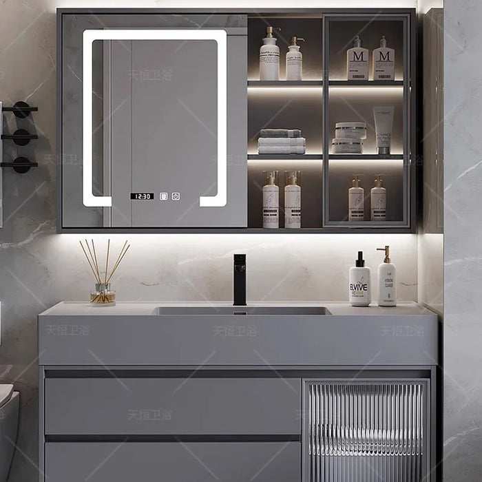 Light Luxury Nano Rock Integrated Basin Microcrystalline Stone Bathroom Cabinet Modern Minimalist Bathroom Sink Washing YX50BC