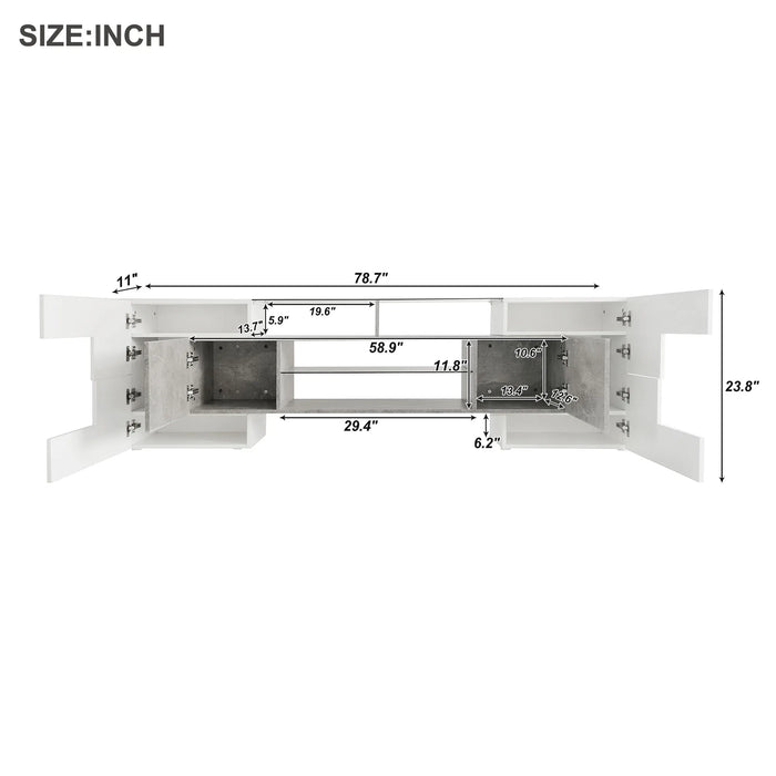 TV Stand for TVs Up to 80" with 2 Illuminated Glass Shelves , Versatile TV Cabinet with LED Color Changing Lights