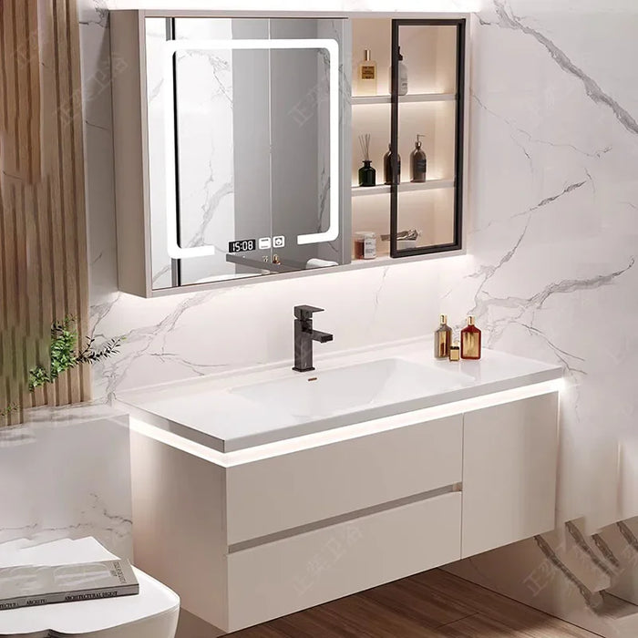 Ceramic Basin Integrated Intelligent Bathroom Cabinet Modern Minimalist Combination Bathroom Sink Washbasin Furniture