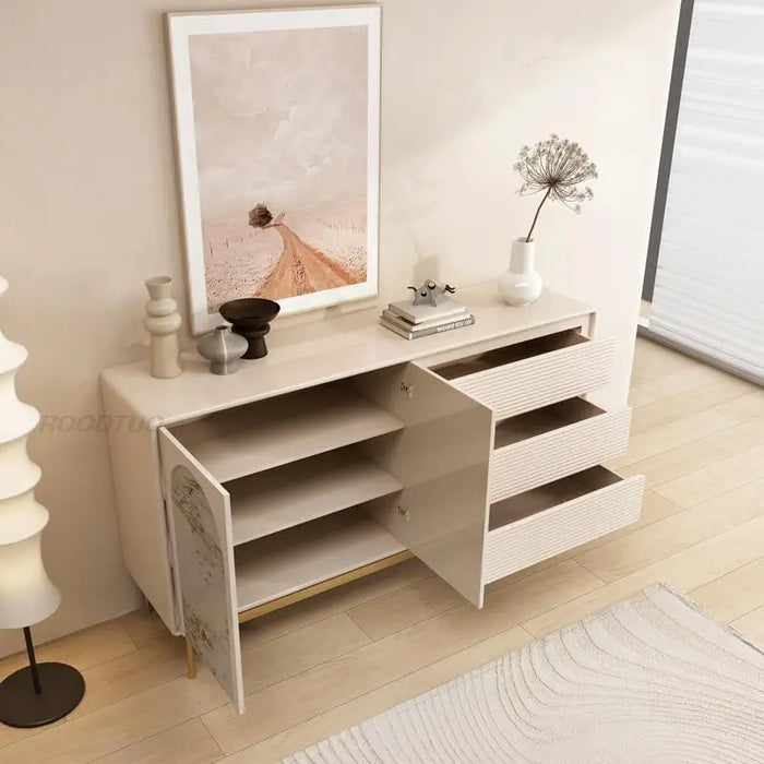 White Sideboard For Living Room Modern Design Household Cupboards Solid Wood Furniture Simplicity Cream Style Kitchen Cabinet