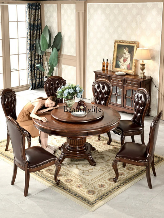 American Furniture Dining Table Black Walnut round Household