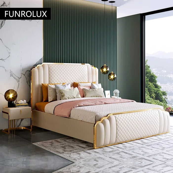Scandinavian Modern Minimalist Leather Bed 1.5 M 1.8 M Light Luxury Master Bedroom Double Bed Leather Bed