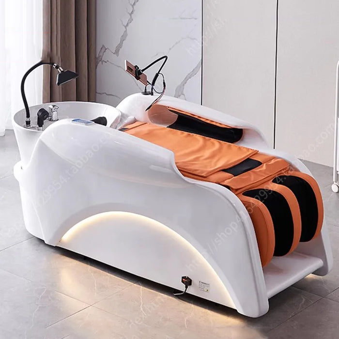 Head Massager Shampoo Chair Stylist Luxury Hairstylist Shampoo Chair Wash Hair Salon Spa Relaxing Beauty Salon Cadeira Furniture