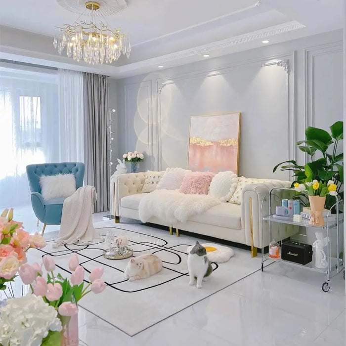 Modern fabric living room furniture minimalist light luxury technology fabric three person  American style sofa azn1