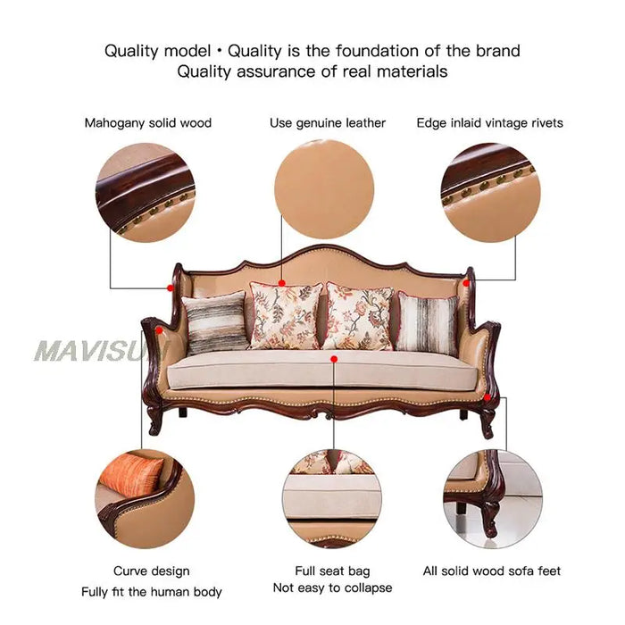 Light Luxury Apartment Solid Wood Sofa Living Room u-Shaped Combination Leather American Fabric Country Modern Minimalist Sofa