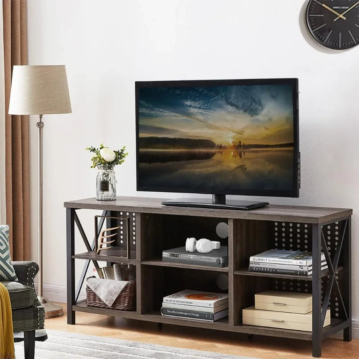 Tv Stand Living Room Furniture Industrial TV Stand for 75 Inch TV Free Shipping Large Rustic Wood and Metal Entertainment Center