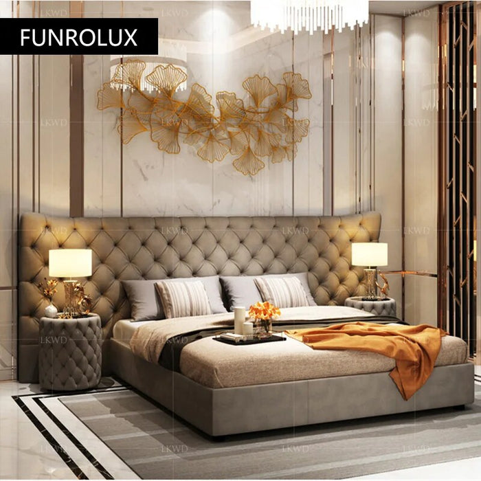 Modern style bed leather double master bedroom modern simple high-end bed luxury wedding bed