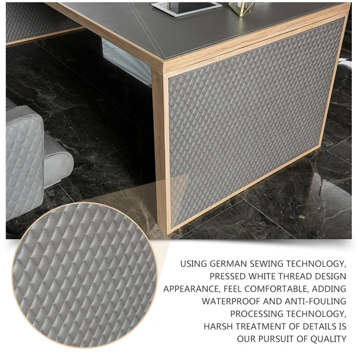 Leather desk simple boss single table and chair combination commercial president manager table office furniture executive desk