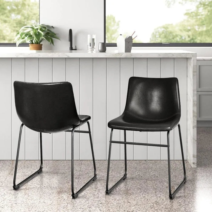 LEMBERI Faux Leather Dining Chairs Set of 4, 18 Inch Kitchen & Dining Room Chair, Mid Century Modern Dining Chairs
