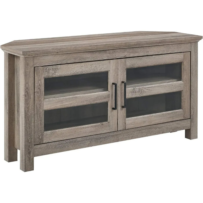 Modern Farmhouse Wood Corner Universal TV Stand for TV's Up to 50" Flat Screen Living Room Storage Entertainment Center 44 Inch
