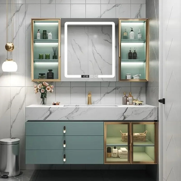 Luxury Bathroom Cabinet vanity with Sink Slate Slab Integrated Washbasin Toilet Combination Washbasin Rock Panel Meuble Evier