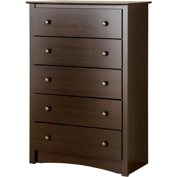 5-Drawer Chest for Bedroom - Spacious and Stylish Chest of Drawers, Measuring 16"D x 31.5"W x 45.25"H, In Espresso Finish