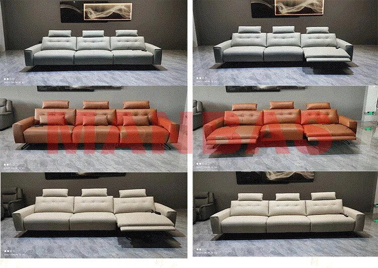 MINGDIBAO Genuine Leather Recliner Sofa Italian Leather Couch Sectional Sofa Set with Executive Chair Electric Recliner Chairs