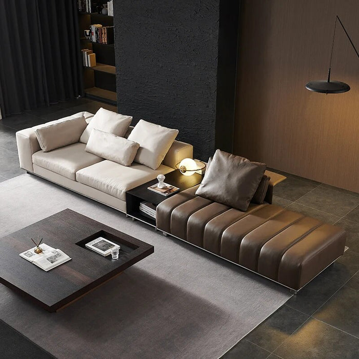 Italian Designer Luxury Genuine Leather Corner Combination New Arrival Minimalist Large Villa High end Custom Sofa Set Furniture