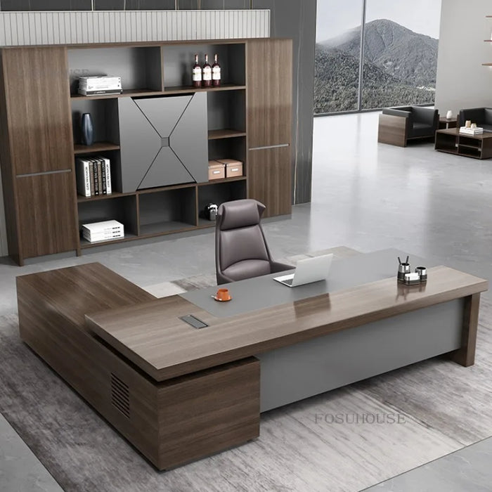 Luxury Office Writing Multifunctional Desks Office Furniture Manager Executive Desk Table and Chair Set with Non Slip Mat K