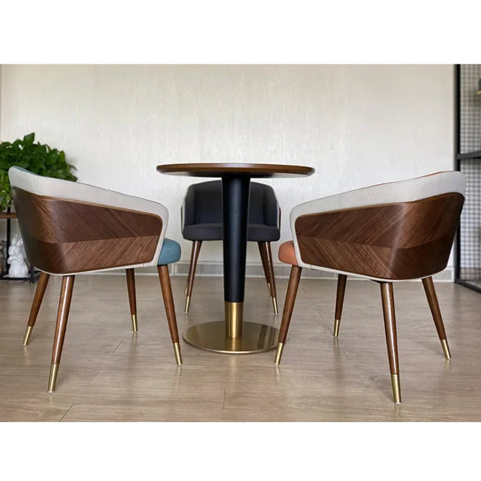 Modern Leisure Dining Chairs Simple Creative Ins Home Furniture Nordic Restaurant Solid Wood Chair Leather Art Backrest Stool