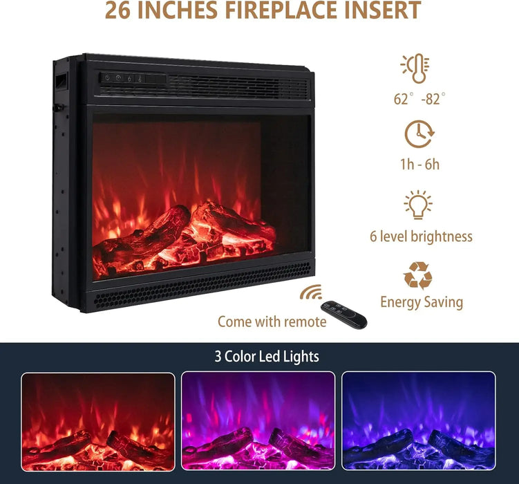 VINGLI Electric Fireplace with Mantel, Fireplace TV Stand for TVs Up to 85 Inch, Modern French Entertainment Center with