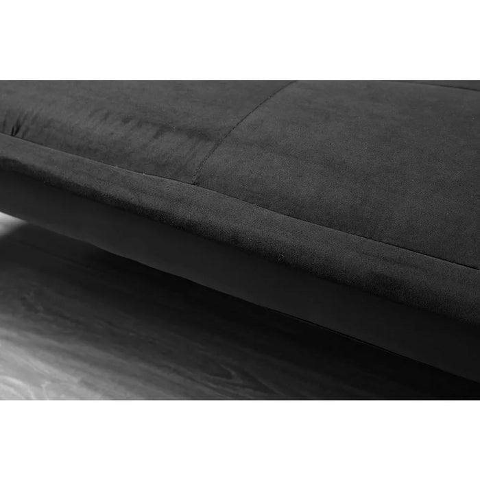 63.8” Modern Futon Bed Sofa Black Faux Suede Convertible Sofa Couch for Livingroom Freight Free Living Room Sofas Furniture Home