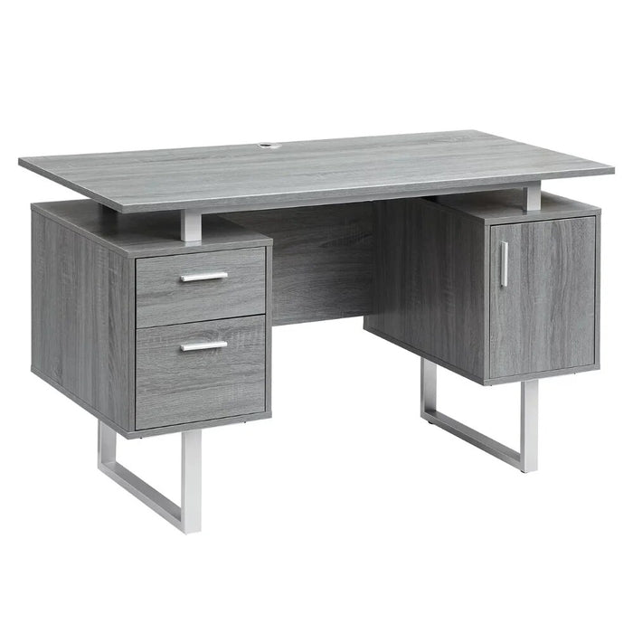 Modern Office Desk with Storage, Grey  Laptop Standing Desk  Desk Table  Furniture  Laptop Table  Study Desk