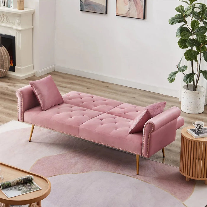 2024 New  Futon Sofa Bed with Two Pillows,Modern Sleeper Couch Bed for Living Room