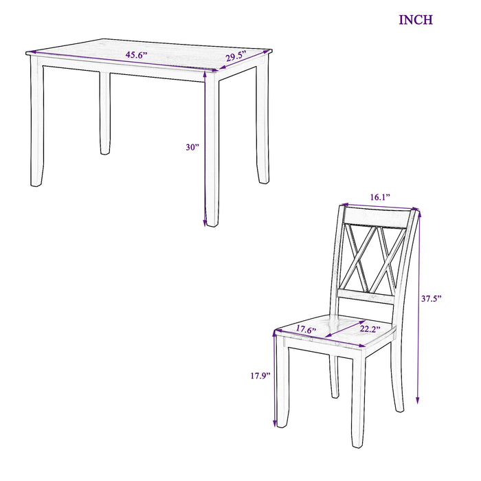 Classic 5-Piece Wood Dining Set with Dining Table and Chairs for Home Kitchen