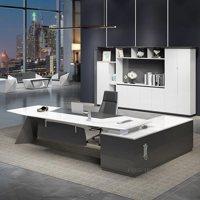Fashion Boss Desks Table Simple Modern Painted Manager Executive Desk Ladies Pink Single Boss Desk and Chair Combination