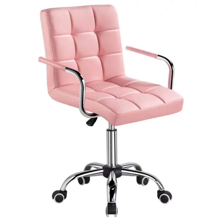 SMILE MART Modern Adjustable Faux Leather Swivel Office Chair with Wheels, Pink office chair recliner chair office furniture