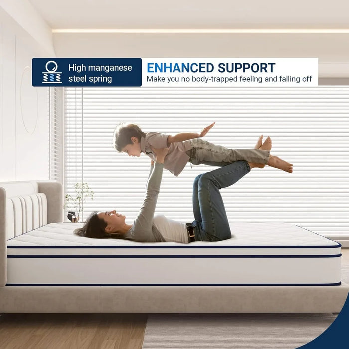 Queen Size Mattress, 10 Inch Queen Hybrid Mattress in A Box ,Gel Memory Foam, Medium Firm Queen Mattress Colchon
