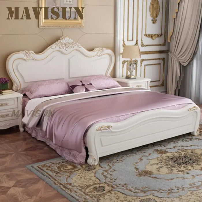 All Solid Wood European Oak 1.8m Double Bed High-End Master Bedroom Furniture Princess Wedding Bed 1.5m With Storage Space