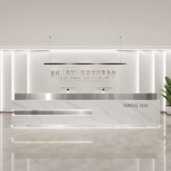 Check Out Reception Desk Counte Supermarket Barbershop Stainless Steel Reception Desk Modern Recepcion Mostrador Bar Furniture